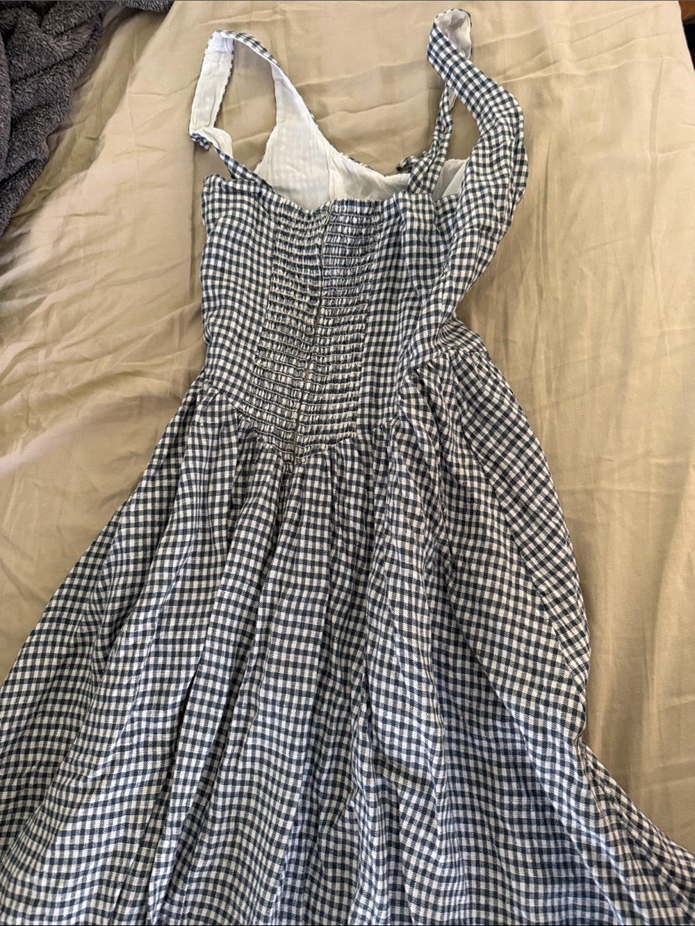 LIKE NEW REFORMATION Balia Linen Dress, Remy Check, size 2 - Picture 8 of 8